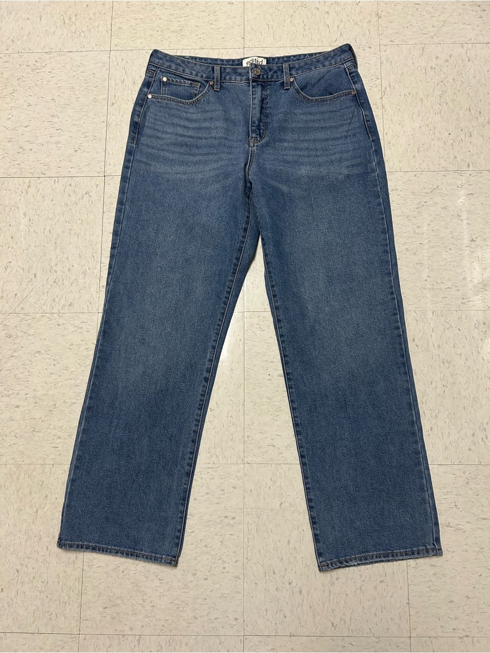 Edited by Remi Bader Wide Leg Jeans Medium Wash Stretch Denim Size 12 - Picture 2 of 6